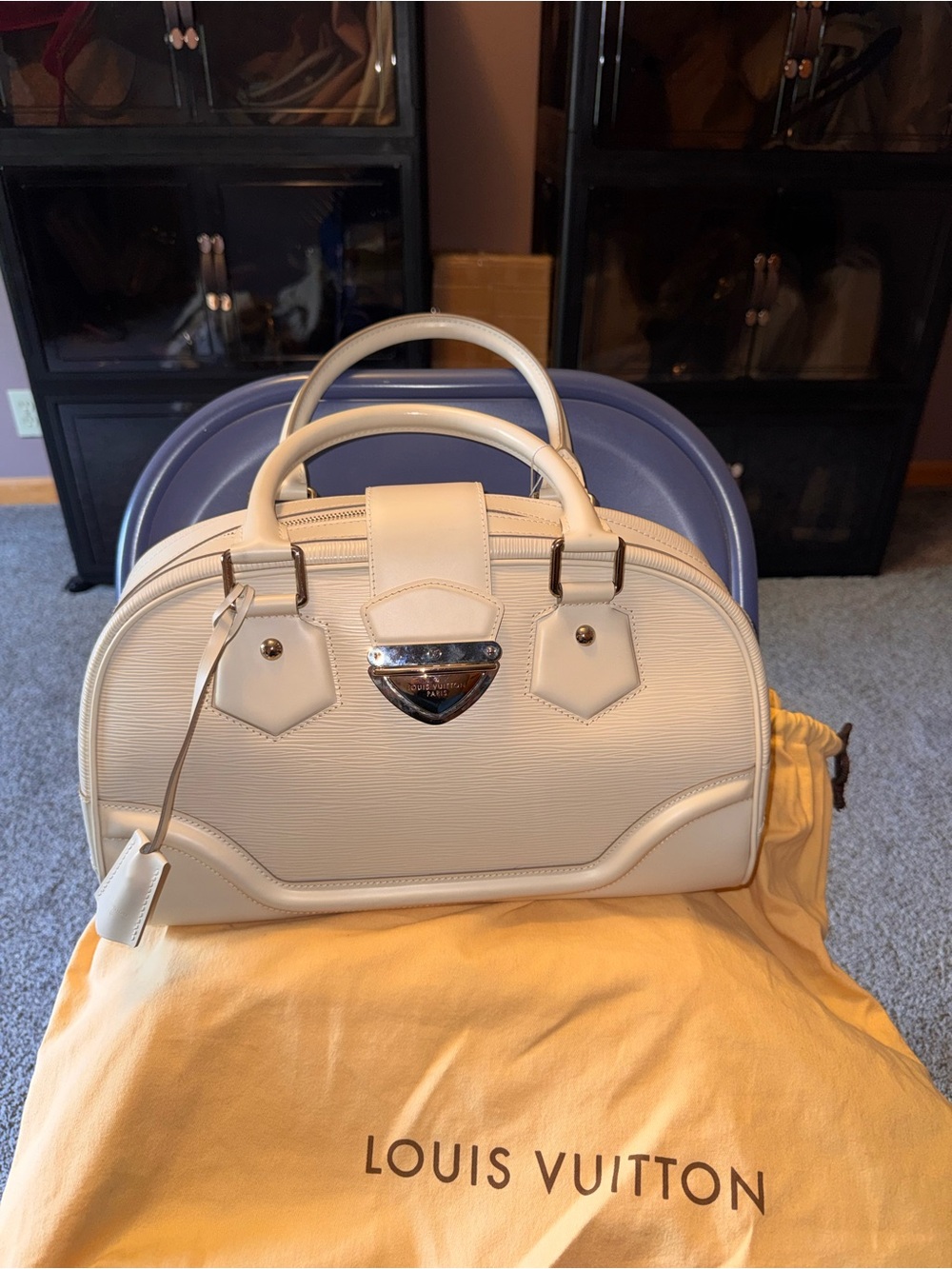 Louis Vuitton Cream Epi Leather Bowling Handbag